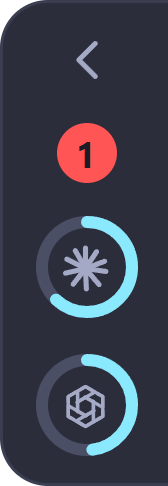 Collapsed CCHUB widget tab with a badge and weekly-limit rings for Claude and Codex